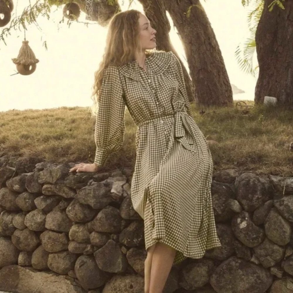 Doen Paris Dress- Olive Gingham XS